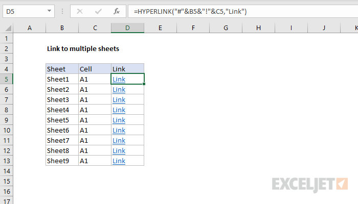 how to link multiple excel sheets